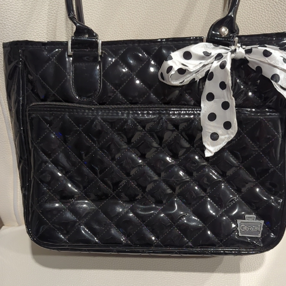 Caboodles Black Quilted Tote with Polka Dot Bow - Picture 2 of 15
